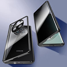 Huawei Honor Magic5 Pro 5G用ケース 高級感 手触り良い アルミメタル 製の金属製 360度 フルカバーバンパー 鏡面 カバー P02 ファーウェイ ブラック