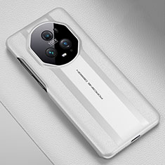 Huawei Honor Magic5 Pro 5G用ケース 高級感 手触り良いレザー柄 QK2 ファーウェイ ホワイト