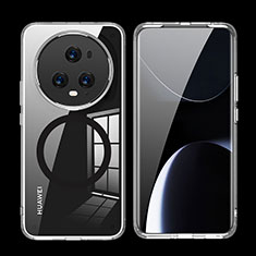 Huawei Honor Magic5 Pro 5G用極薄ソフトケース シリコンケース 耐衝撃 全面保護 クリア透明 カバー Mag-Safe 磁気 Magnetic QK2 ファーウェイ ブラック