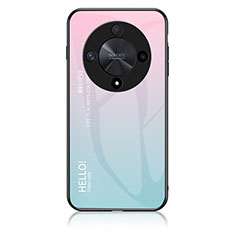 Huawei Honor Magic6 Lite 5G用ハイブリットバンパーケース プラスチック 鏡面 虹 グラデーション 勾配色 カバー LS1 ファーウェイ シアン