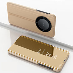Huawei Honor Magic6 Lite 5G用手帳型 レザーケース スタンド 鏡面 カバー ファーウェイ ゴールド