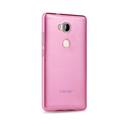 Huawei Honor Play 5X用極薄ソフトケース シリコンケース 耐衝撃 全面保護 クリア透明 ファーウェイ ピンク