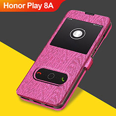 Huawei Honor Play 8A用手帳型 レザーケース スタンド ファーウェイ ローズレッド