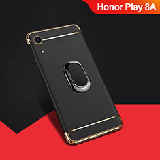Huawei Honor Play 8A用ケース 高級感 手触り良い メタル兼プラスチック バンパー アンド指輪 A01 ファーウェイ ブラック