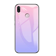 Huawei Honor Play用ハイブリットバンパーケース プラスチック 鏡面 虹 グラデーション 勾配色 カバー ファーウェイ パープル