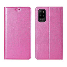 Huawei Honor Play4 Pro 5G用手帳型 レザーケース スタンド カバー L01 ファーウェイ ピンク