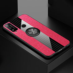 Huawei Honor Play4T用極薄ソフトケース シリコンケース 耐衝撃 全面保護 アンド指輪 マグネット式 バンパー ファーウェイ ローズレッド