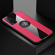 Huawei Honor Play4T Pro用極薄ソフトケース シリコンケース 耐衝撃 全面保護 アンド指輪 マグネット式 バンパー ファーウェイ ローズレッド