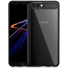 Huawei Honor V10用ハイブリットバンパーケース クリア透明 プラスチック 鏡面 ファーウェイ ブラック