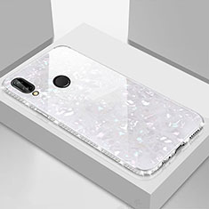 Huawei Honor V10 Lite用ハイブリットバンパーケース プラスチック 鏡面 カバー M01 ファーウェイ ホワイト