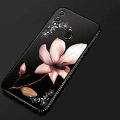 Huawei Honor V10 Lite用シリコンケース ソフトタッチラバー 花 カバー ファーウェイ ピンク