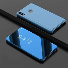 Huawei Honor V10 Lite用手帳型 レザーケース スタンド 鏡面 カバー ファーウェイ ブルー