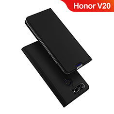 Huawei Honor V20用手帳型 レザーケース スタンド カバー ファーウェイ ブラック