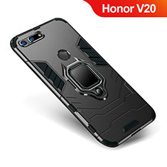 Huawei Honor V20用ハイブリットバンパーケース スタンド プラスチック 兼シリコーン カバー ファーウェイ ブラック