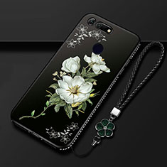 Huawei Honor V20用シリコンケース ソフトタッチラバー 花 カバー K01 ファーウェイ ホワイト