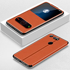 Huawei Honor V20用手帳型 レザーケース スタンド カバー T02 ファーウェイ オレンジ