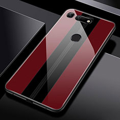 Huawei Honor V20用ハイブリットバンパーケース プラスチック 鏡面 カバー T03 ファーウェイ レッド