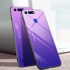 Huawei Honor V20用ハイブリットバンパーケース プラスチック 鏡面 虹 グラデーション 勾配色 カバー H01 ファーウェイ パープル