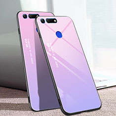 Huawei Honor V20用ハイブリットバンパーケース プラスチック 鏡面 虹 グラデーション 勾配色 カバー H01 ファーウェイ ピンク