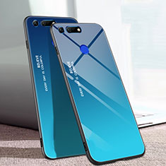Huawei Honor V20用ハイブリットバンパーケース プラスチック 鏡面 虹 グラデーション 勾配色 カバー H01 ファーウェイ ネイビー
