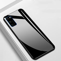 Huawei Honor V30 5G用ハイブリットバンパーケース プラスチック 鏡面 カバー T01 ファーウェイ ブラック