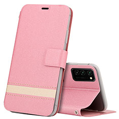 Huawei Honor V30 5G用手帳型 レザーケース スタンド カバー T08 ファーウェイ ピンク