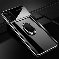 Huawei Honor V30 5G用ハードケース プラスチック 質感もマット アンド指輪 マグネット式 P01 ファーウェイ ブラック