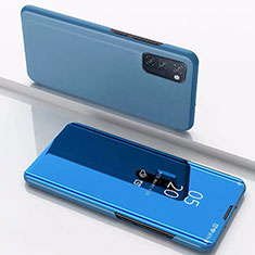 Huawei Honor V30 5G用手帳型 レザーケース スタンド 鏡面 カバー M02 ファーウェイ ネイビー
