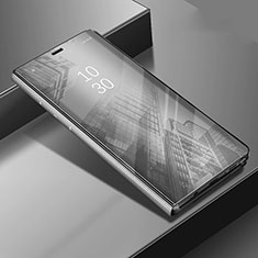 Huawei Honor V30 5G用手帳型 レザーケース スタンド 鏡面 カバー ファーウェイ シルバー