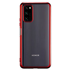 Huawei Honor V30 Pro 5G用極薄ソフトケース シリコンケース 耐衝撃 全面保護 クリア透明 S01 ファーウェイ レッド