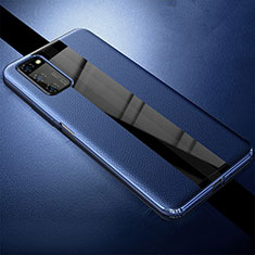 Huawei Honor V30 Pro 5G用シリコンケース ソフトタッチラバー レザー柄 カバー ファーウェイ ネイビー