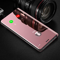 Huawei Honor V30 Pro 5G用手帳型 レザーケース スタンド 鏡面 カバー ファーウェイ ローズゴールド