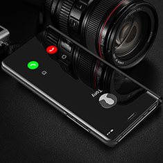 Huawei Honor V30 Pro 5G用手帳型 レザーケース スタンド 鏡面 カバー ファーウェイ ブラック