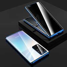 Huawei Honor V40 5G用ケース 高級感 手触り良い アルミメタル 製の金属製 360度 フルカバーバンパー 鏡面 カバー P01 ファーウェイ ネイビー