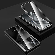 Huawei Honor V40 5G用ケース 高級感 手触り良い アルミメタル 製の金属製 360度 フルカバーバンパー 鏡面 カバー P02 ファーウェイ ブラック