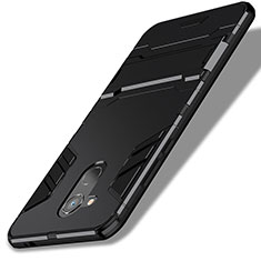 Huawei Honor V9 Play用ハイブリットバンパーケース スタンド プラスチック 兼シリコーン ファーウェイ ブラック