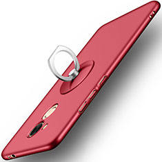 Huawei Honor V9 Play用ハードケース プラスチック 質感もマット アンド指輪 ファーウェイ レッド