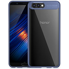 Huawei Honor View 10用ハイブリットバンパーケース クリア透明 プラスチック 鏡面 ファーウェイ ネイビー