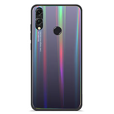 Huawei Honor View 10 Lite用ハイブリットバンパーケース プラスチック 鏡面 虹 グラデーション 勾配色 カバー R01 ファーウェイ ブラック