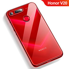 Huawei Honor View 20用極薄ソフトケース シリコンケース 耐衝撃 全面保護 クリア透明 T12 ファーウェイ レッド