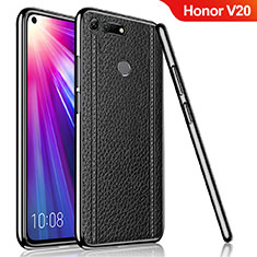 Huawei Honor View 20用シリコンケース ソフトタッチラバー レザー柄 M02 ファーウェイ ブラック