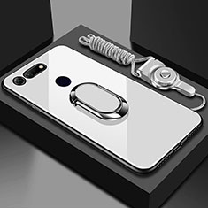 Huawei Honor View 20用ハイブリットバンパーケース プラスチック 鏡面 カバー アンド指輪 マグネット式 T01 ファーウェイ ホワイト