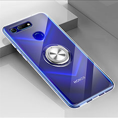 Huawei Honor View 20用極薄ソフトケース シリコンケース 耐衝撃 全面保護 クリア透明 アンド指輪 マグネット式 C01 ファーウェイ クリア