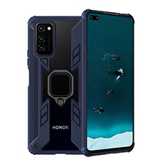 Huawei Honor View 30 5G用ハイブリットバンパーケース プラスチック アンド指輪 マグネット式 R02 ファーウェイ ネイビー