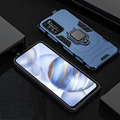 Huawei Honor X10 5G用ハイブリットバンパーケース プラスチック アンド指輪 マグネット式 R01 ファーウェイ ネイビー