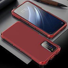 Huawei Honor X10 5G用ケース 高級感 手触り良い アルミメタル 製の金属製 カバー T02 ファーウェイ レッド