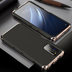 Huawei Honor X10 5G用ケース 高級感 手触り良い アルミメタル 製の金属製 カバー T02 ファーウェイ ゴールド・ブラック