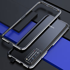 Huawei Honor X10 5G用ケース 高級感 手触り良い アルミメタル 製の金属製 バンパー カバー T01 ファーウェイ シルバー・ブラック