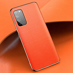 Huawei Honor X10 5G用ケース 高級感 手触り良いレザー柄 S01 ファーウェイ オレンジ
