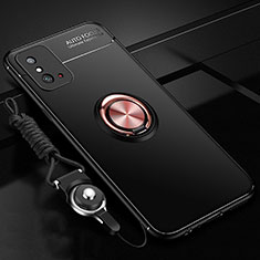 Huawei Honor X10 Max 5G用極薄ソフトケース シリコンケース 耐衝撃 全面保護 アンド指輪 マグネット式 バンパー T01 ファーウェイ ゴールド・ブラック